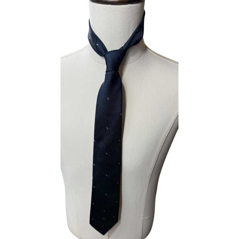 Vintage Christian Dior Men's Tie Silk Blend Navy Logo Necktie Classic Designer